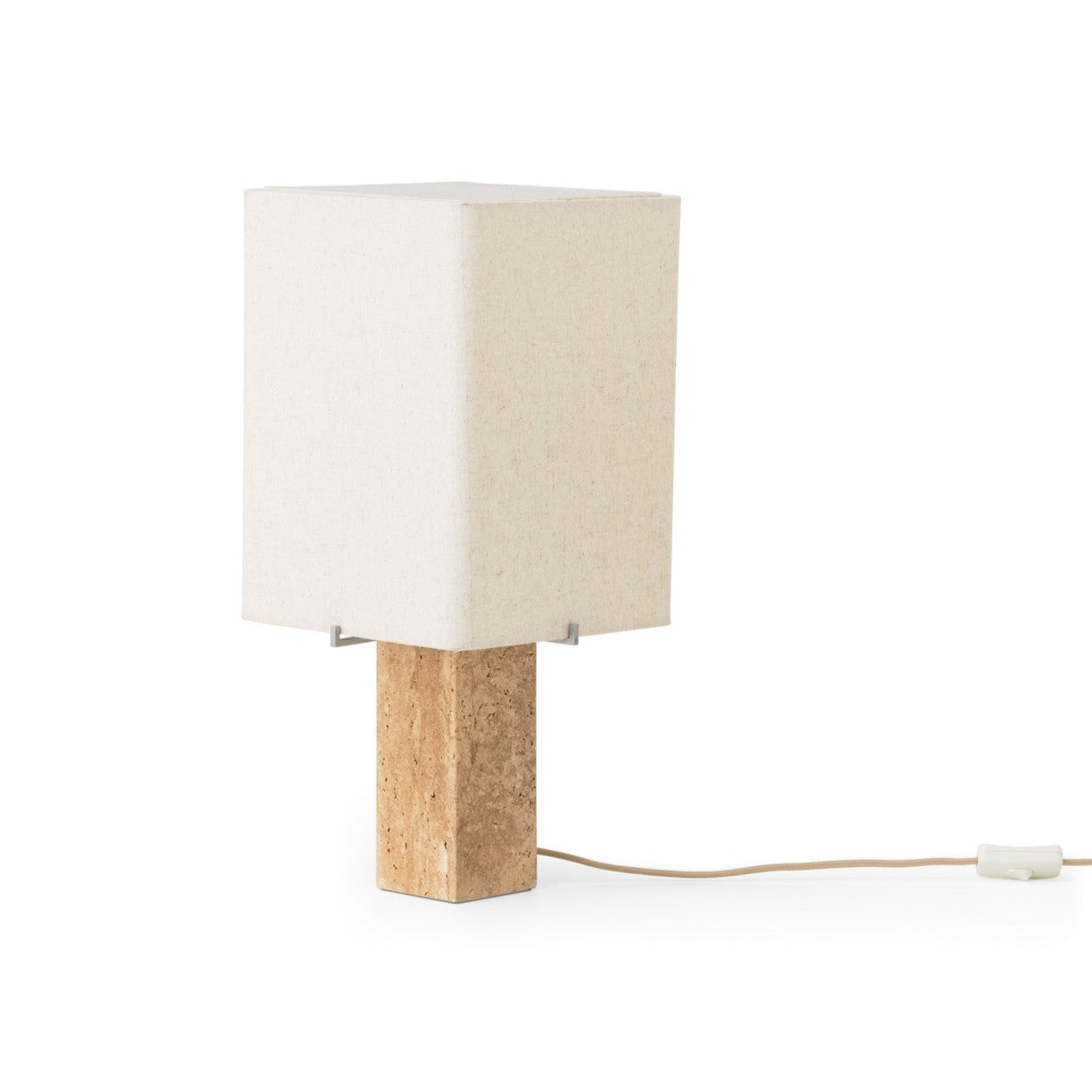 NONNA table lamp with travertine base and linen shade