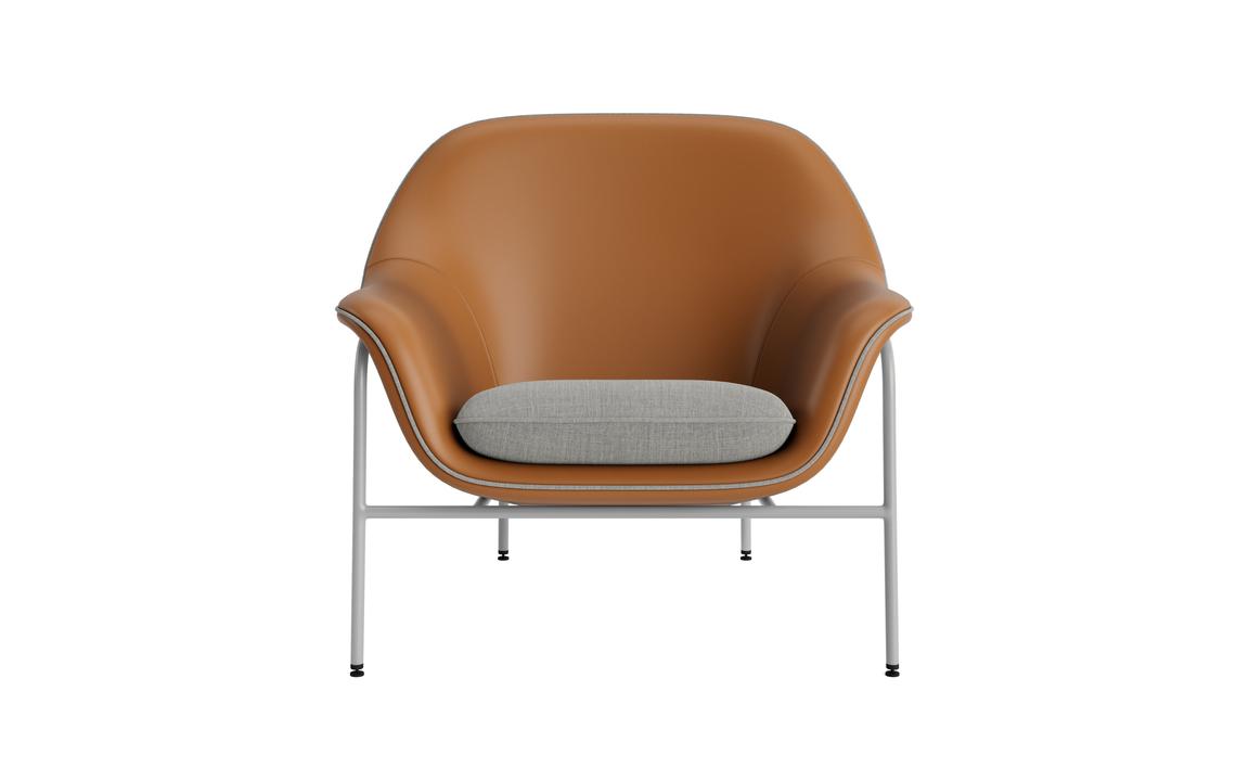 Drape Low armchair with a gray metal base