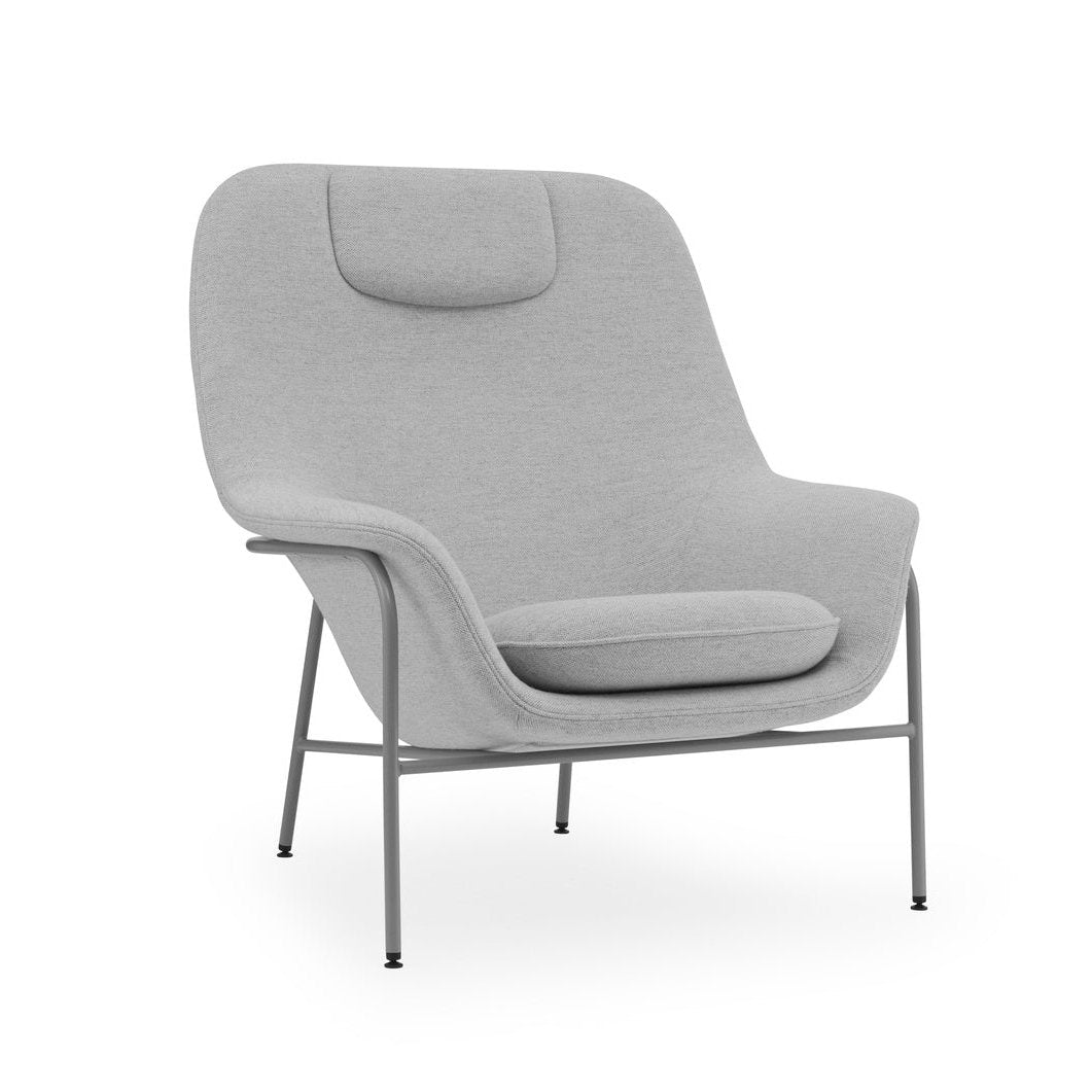 Drape High W. Headrest Drape armchair with a black metal base