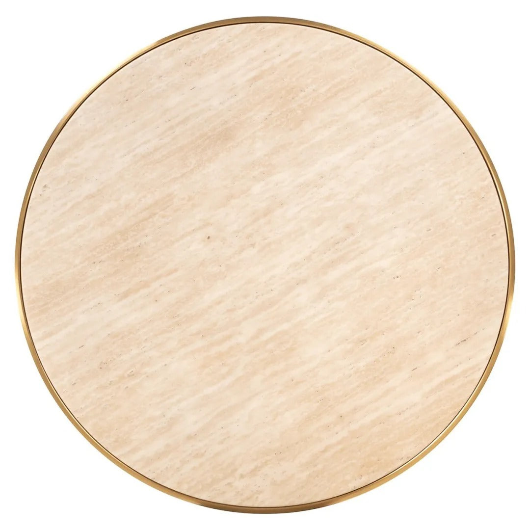 Runder Tisch BRAZZA beige mit schwarzem Fuß