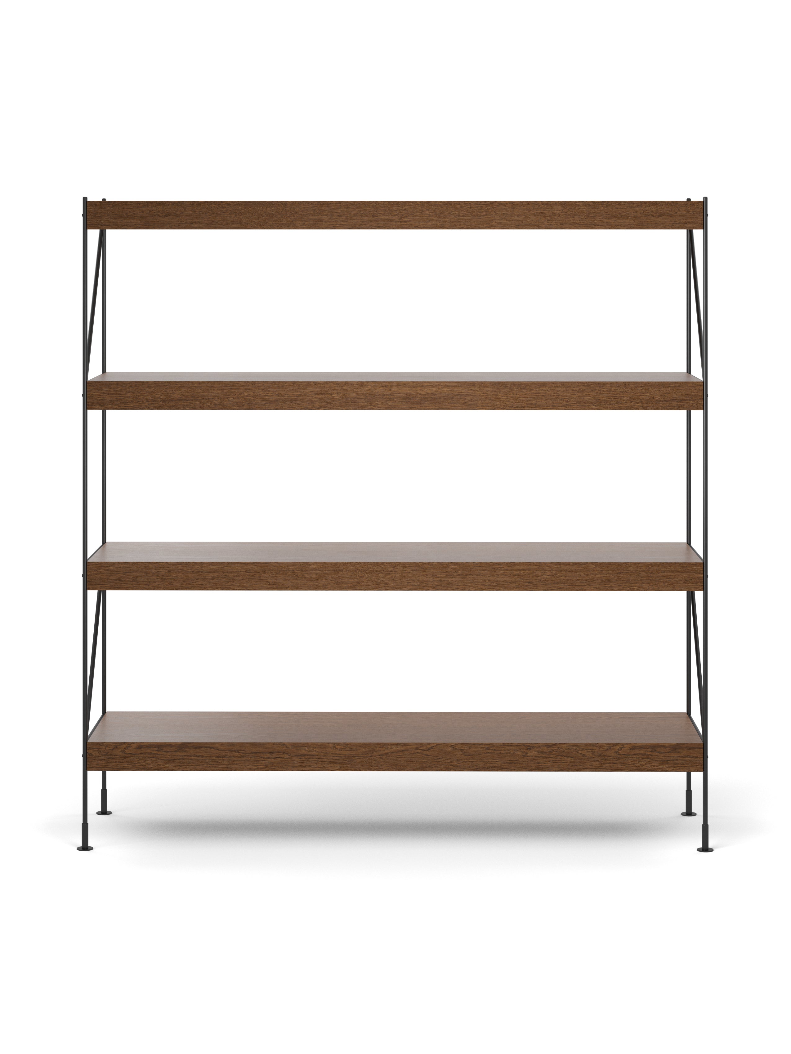 Boekenkast ZET donker eikenhout met zwart frame