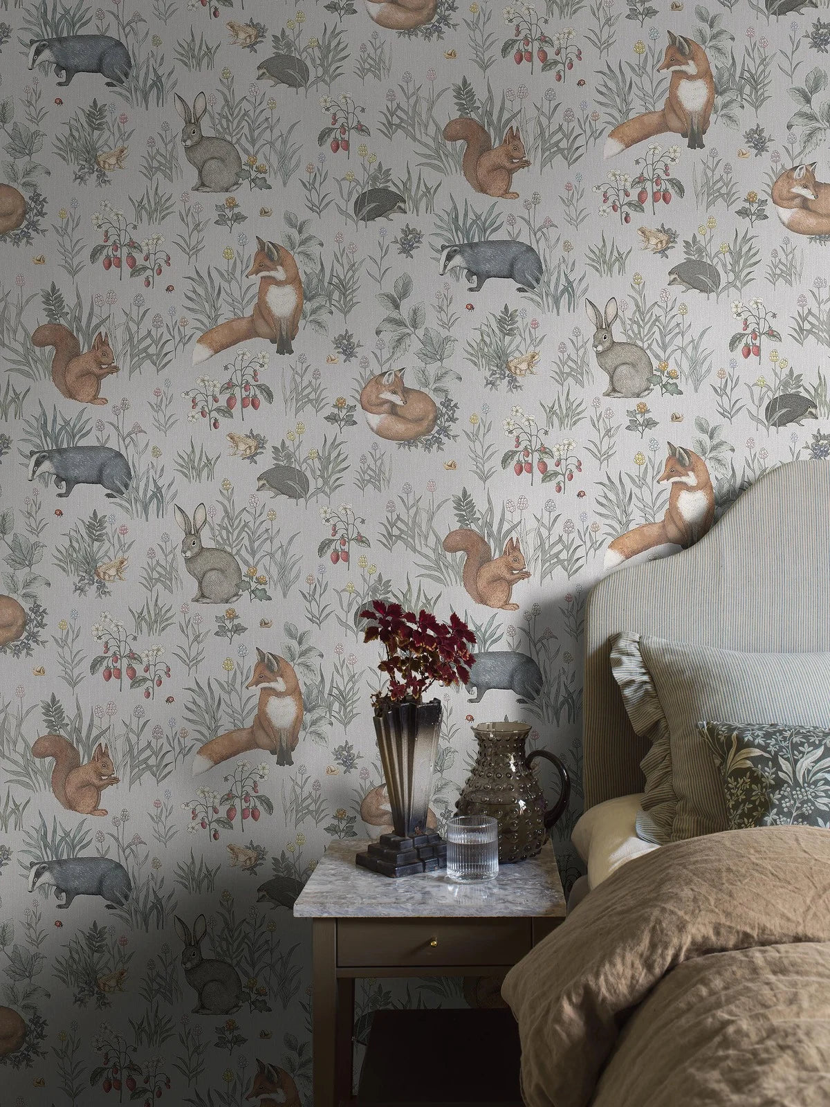 Wandtapete mit tierischem Motiv FOREST FRIENDS blau