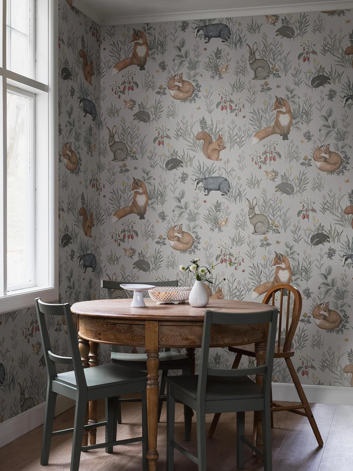 Wandtapete mit tierischem Motiv FOREST FRIENDS blau