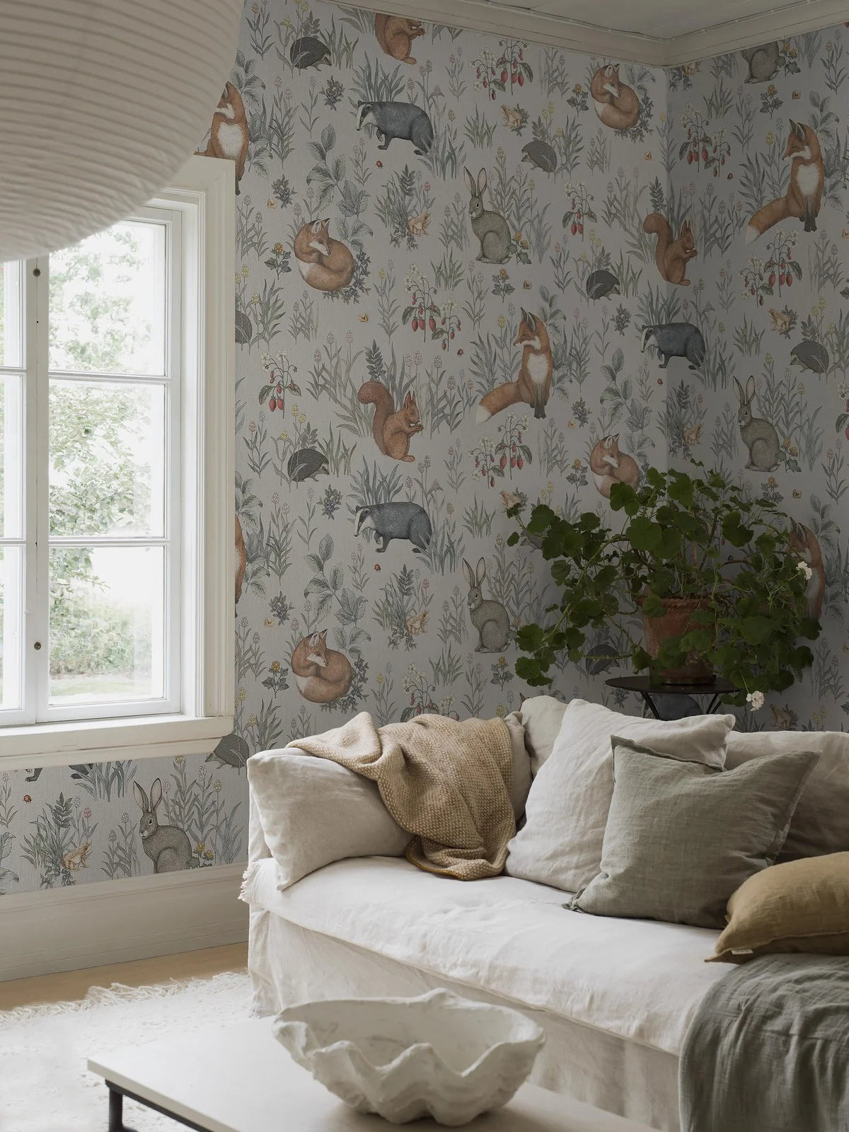 Wandtapete mit tierischem Motiv FOREST FRIENDS blau