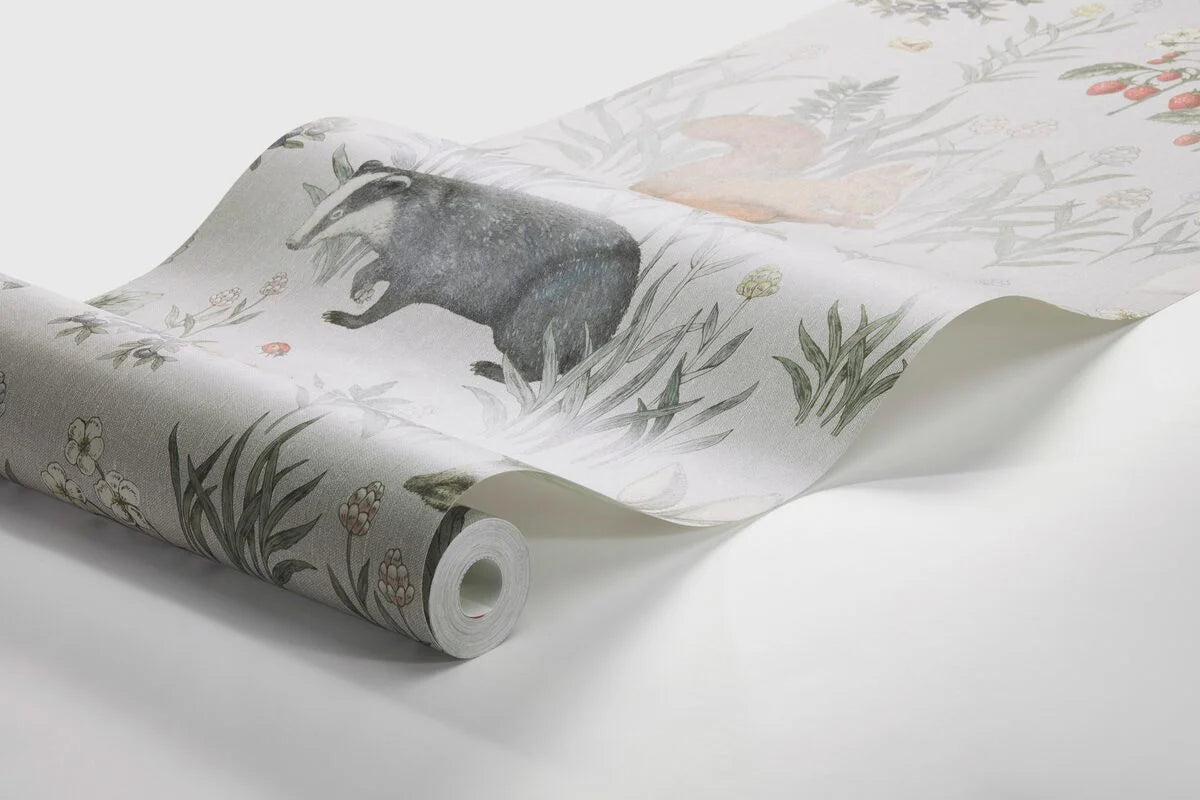 Wandtapete mit tierischem Motiv FOREST FRIENDS blau