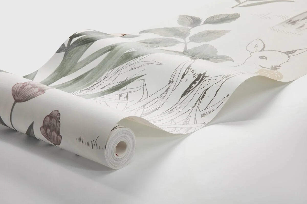 Kinderbehang met een boslandschap MAGIC FOREST warm wit