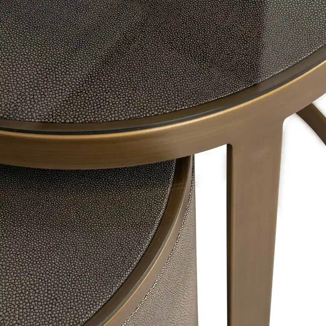 Set van bijzettafels BLOOMVILLE bruin met goud