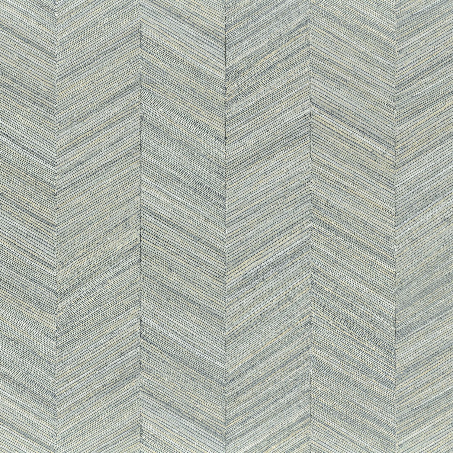 Geometrische Struktur-Tapete, die Holz mit Fischgrätmuster imitiert, OCOTEA - OPALINE, gedämpftes Blau