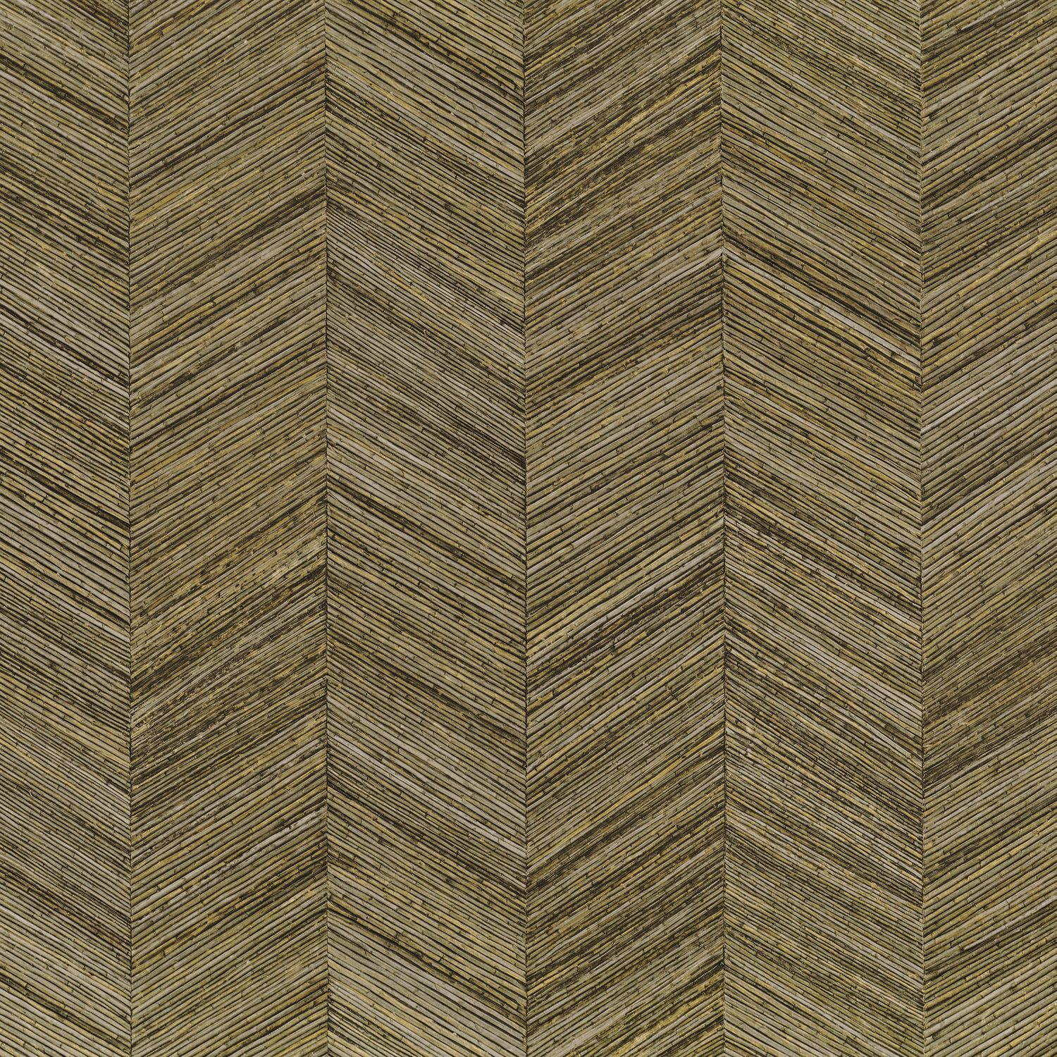 Geometrische Struktur-Tapete, die Holz mit Fischgrätmuster imitiert - OCOTEA - KAKI khaki