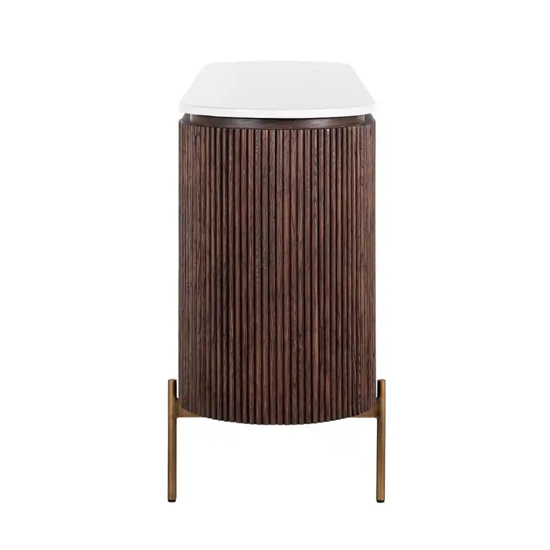 BARKLEY chest of drawers brown with a gold base