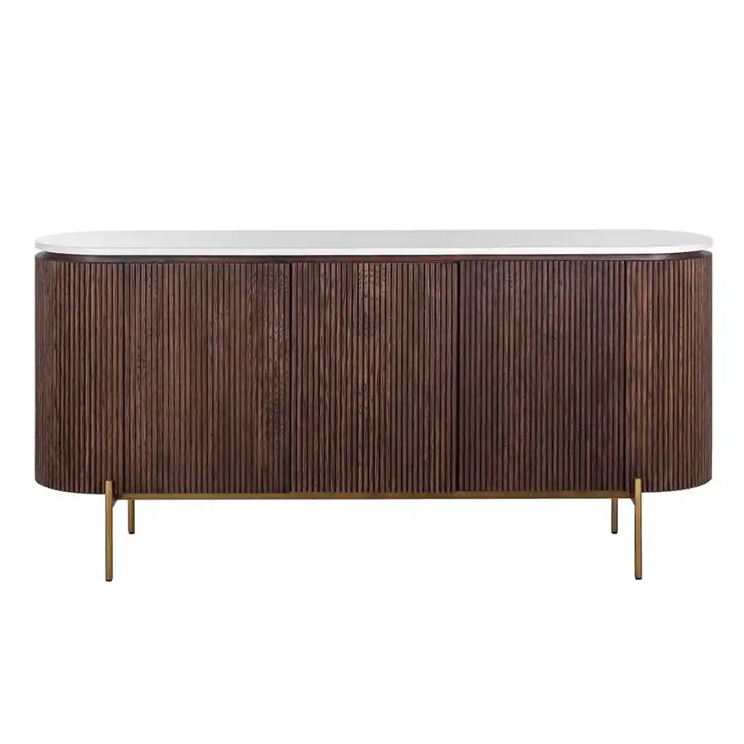 BARKLEY chest of drawers brown with a gold base