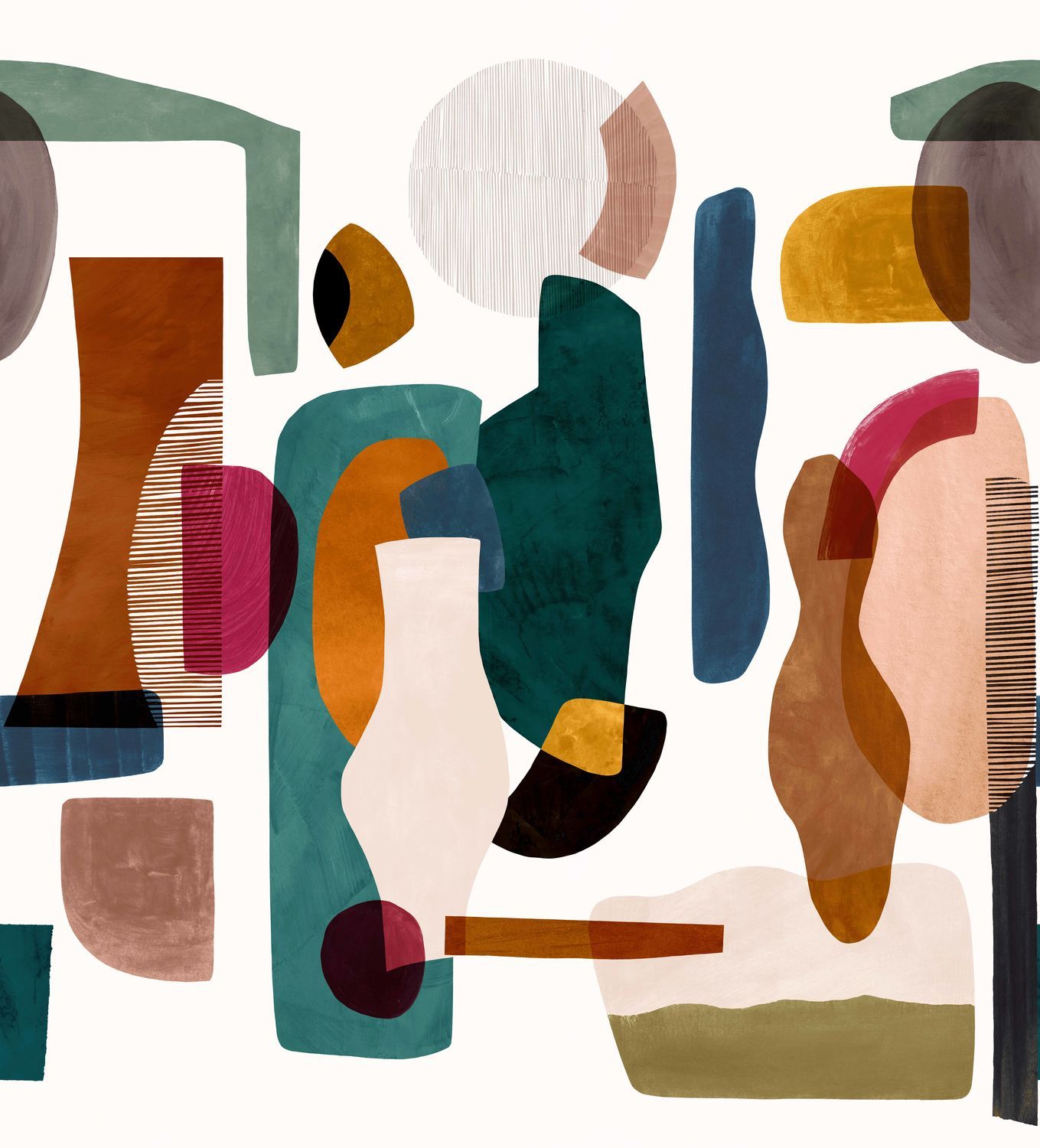 Wandbild mit abstraktem Muster AUDRIA bordeauxrot mit grün