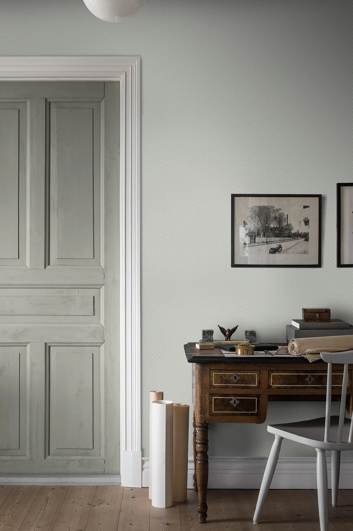 Geometrische behang met bloemenmotief DAISY groen