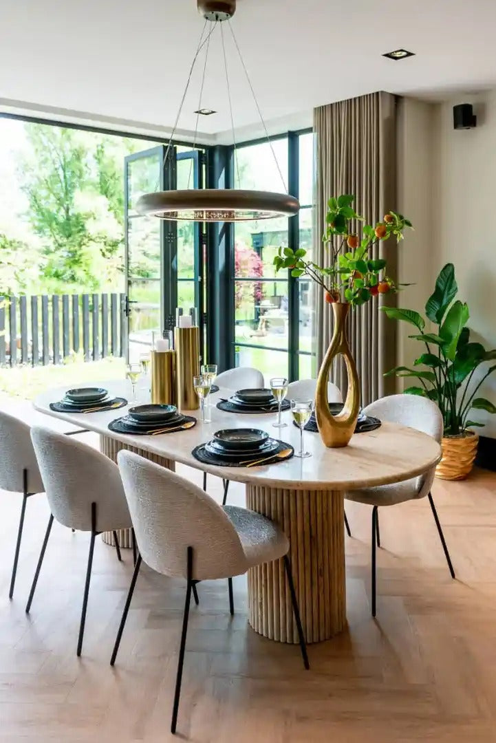 Tafel LA CANTERA bruin met travertijn