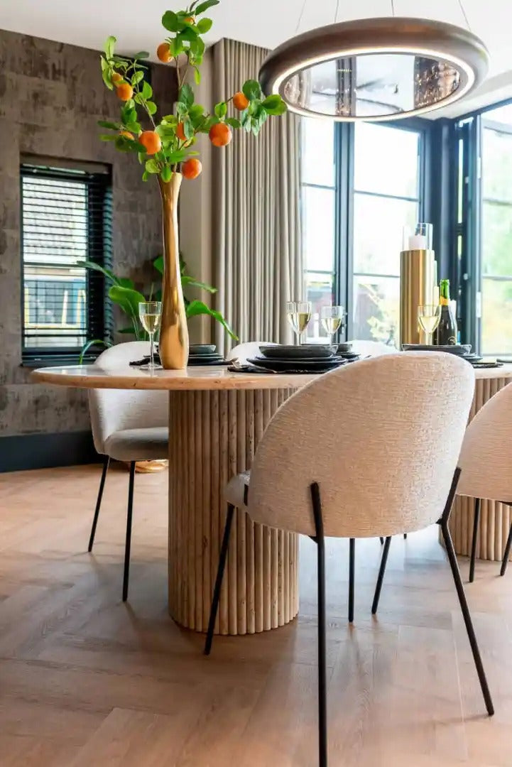 Tafel LA CANTERA bruin met travertijn