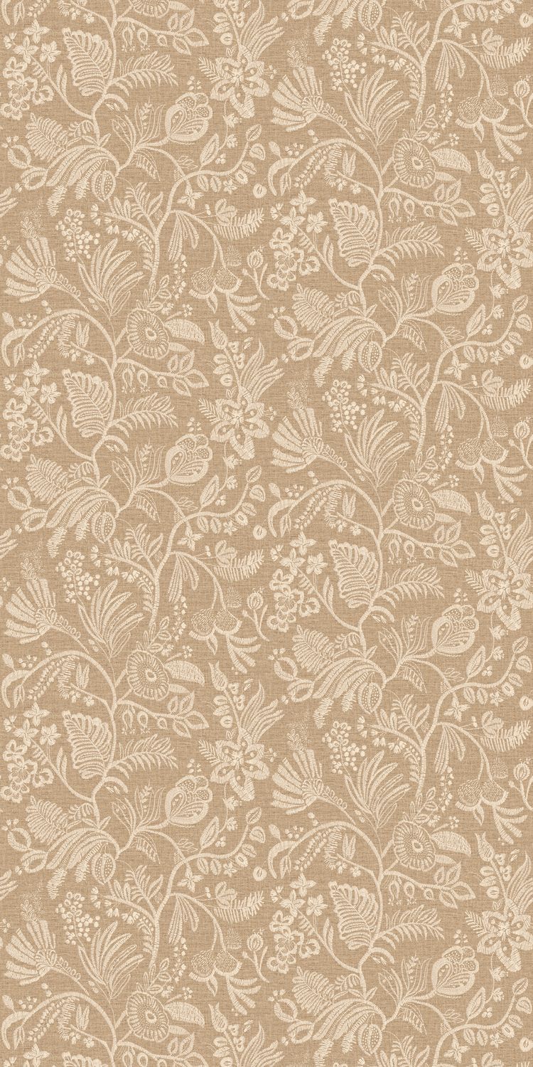 Strukturierte Tapete mit floralem Motiv aus Blumen und Blättern PASTEL beige