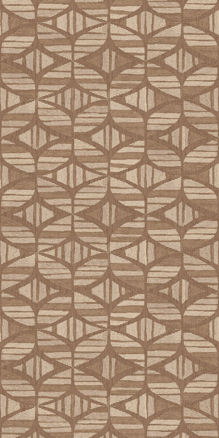 Structural wallpaper imitating embroidery with geometric pattern FILANDRA brown