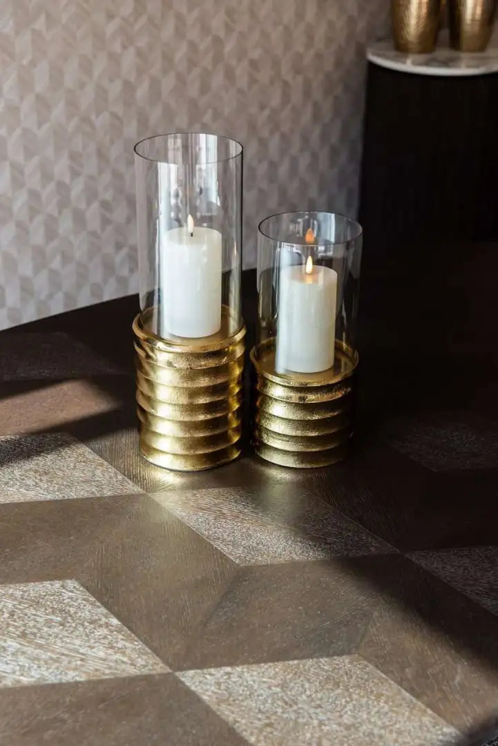 Ovale tafel LUXOR bruin met gouden voet