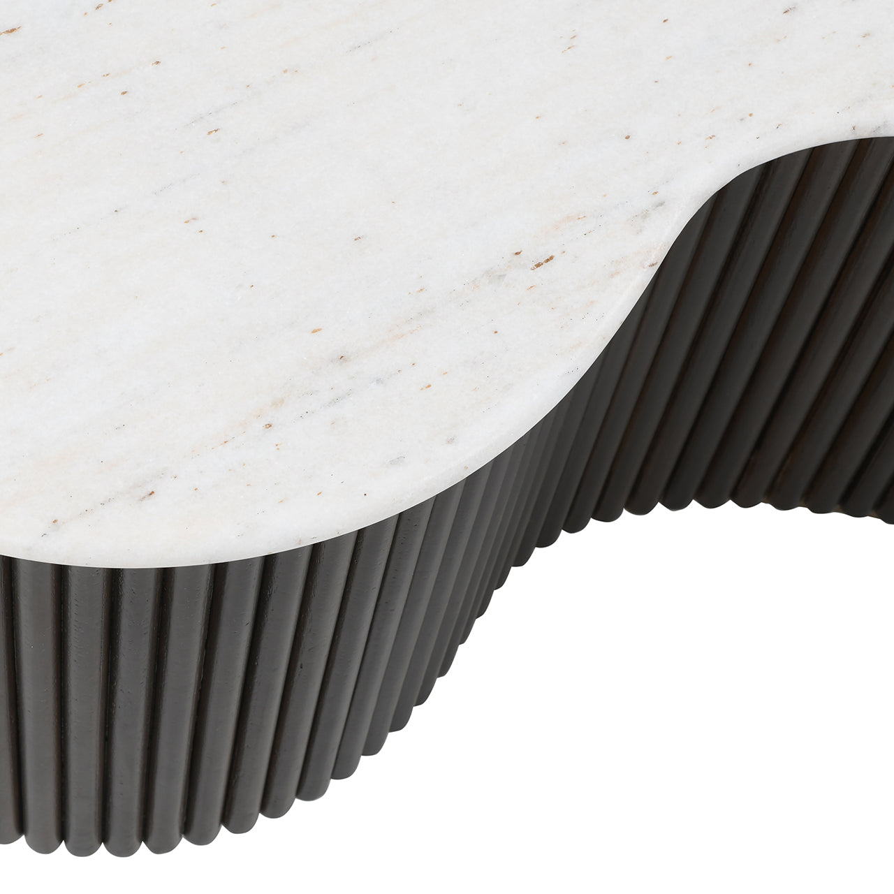 MAYFIELD coffee table set white marble with ribbed mango wood