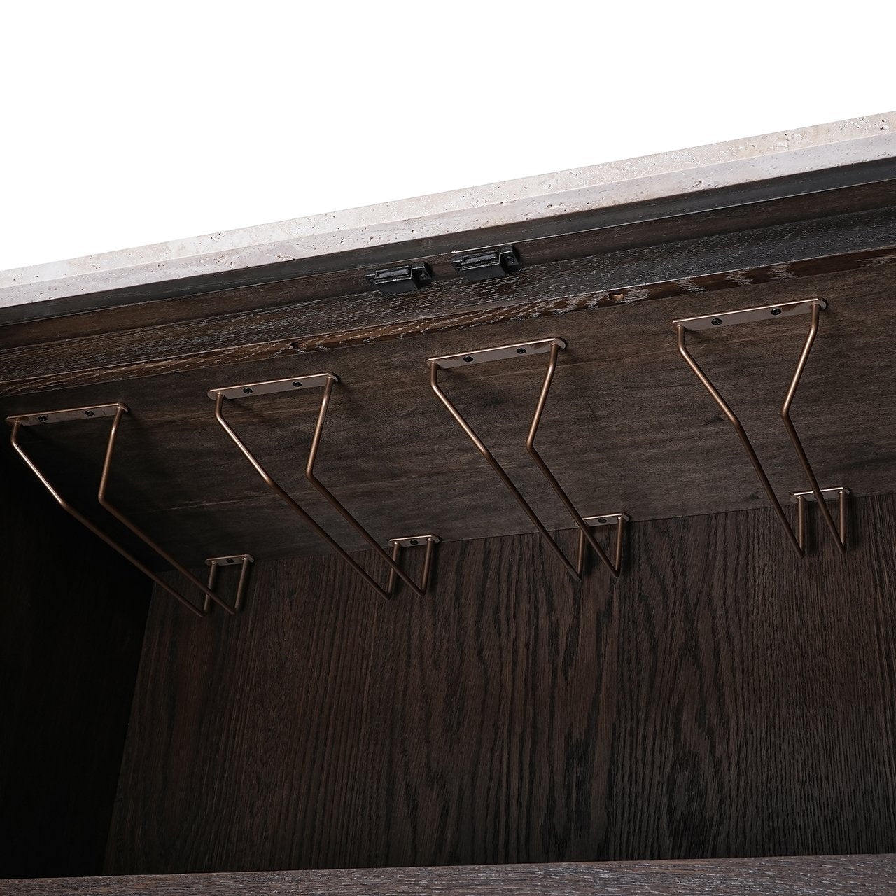 High Chest of Drawers CLAREMONT brown with beige stone