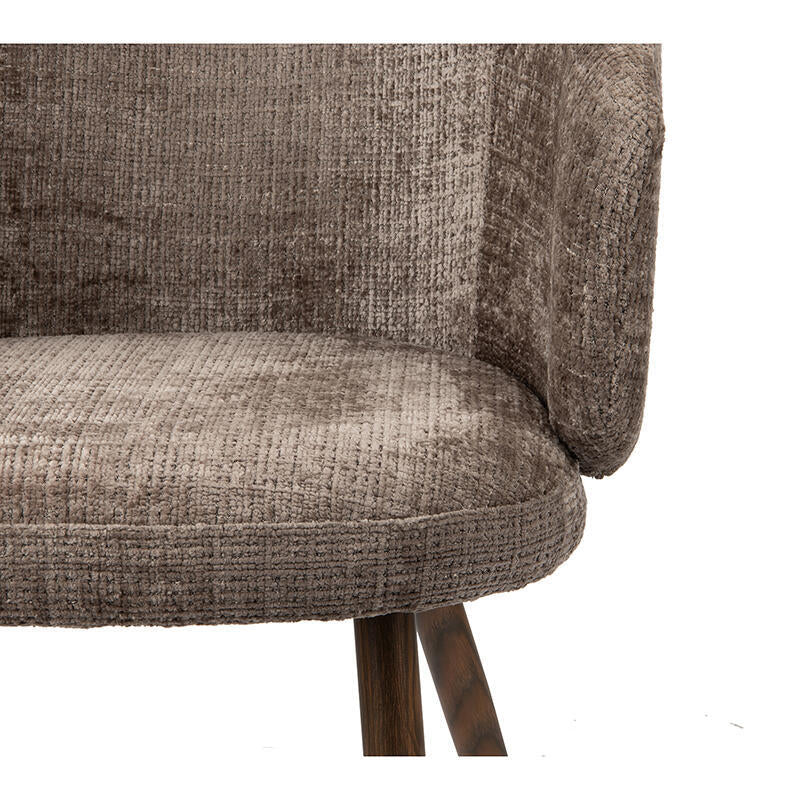 Stoel LUNA taupe met een donkere houten basis