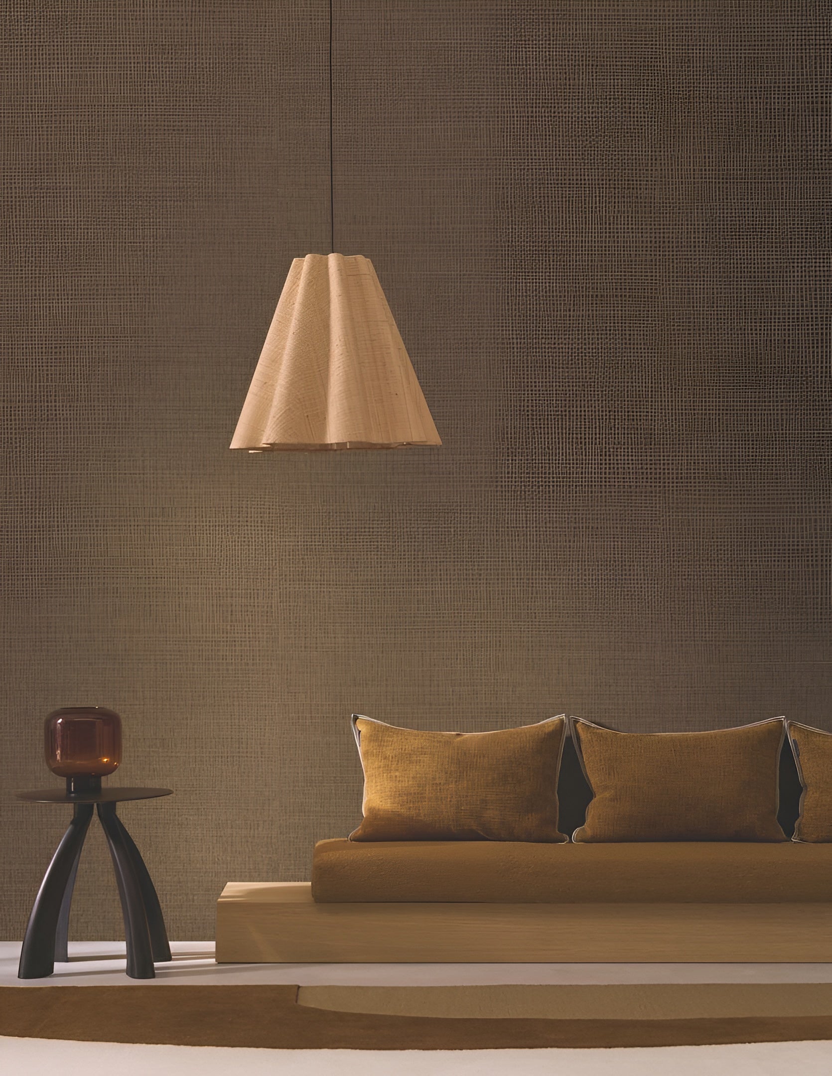 Structural wallpaper imitating abaca weave FIBRA - DARK PURPLE