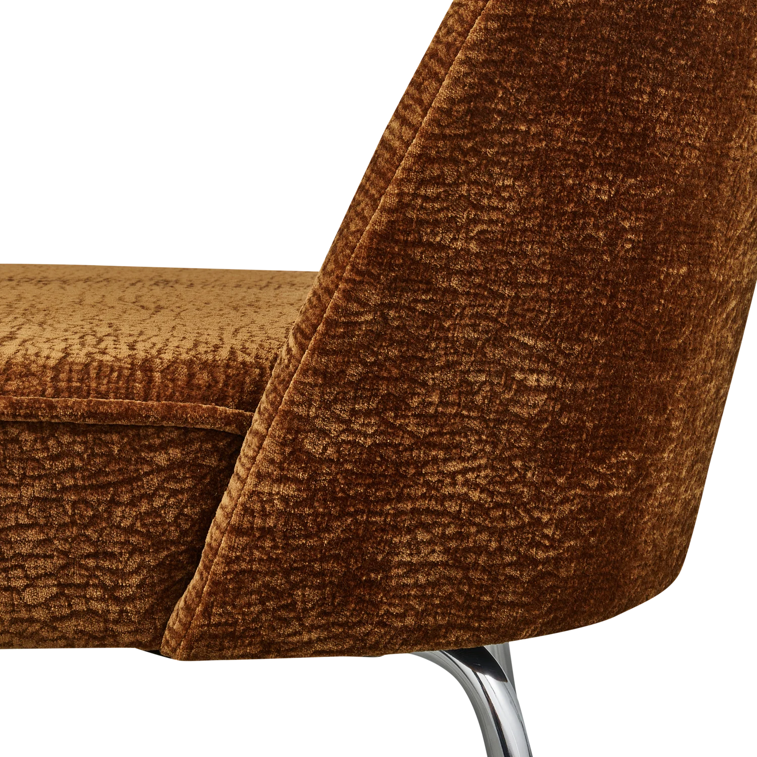 VOGUE 3D stoel bruin chenille met verchroomde basis