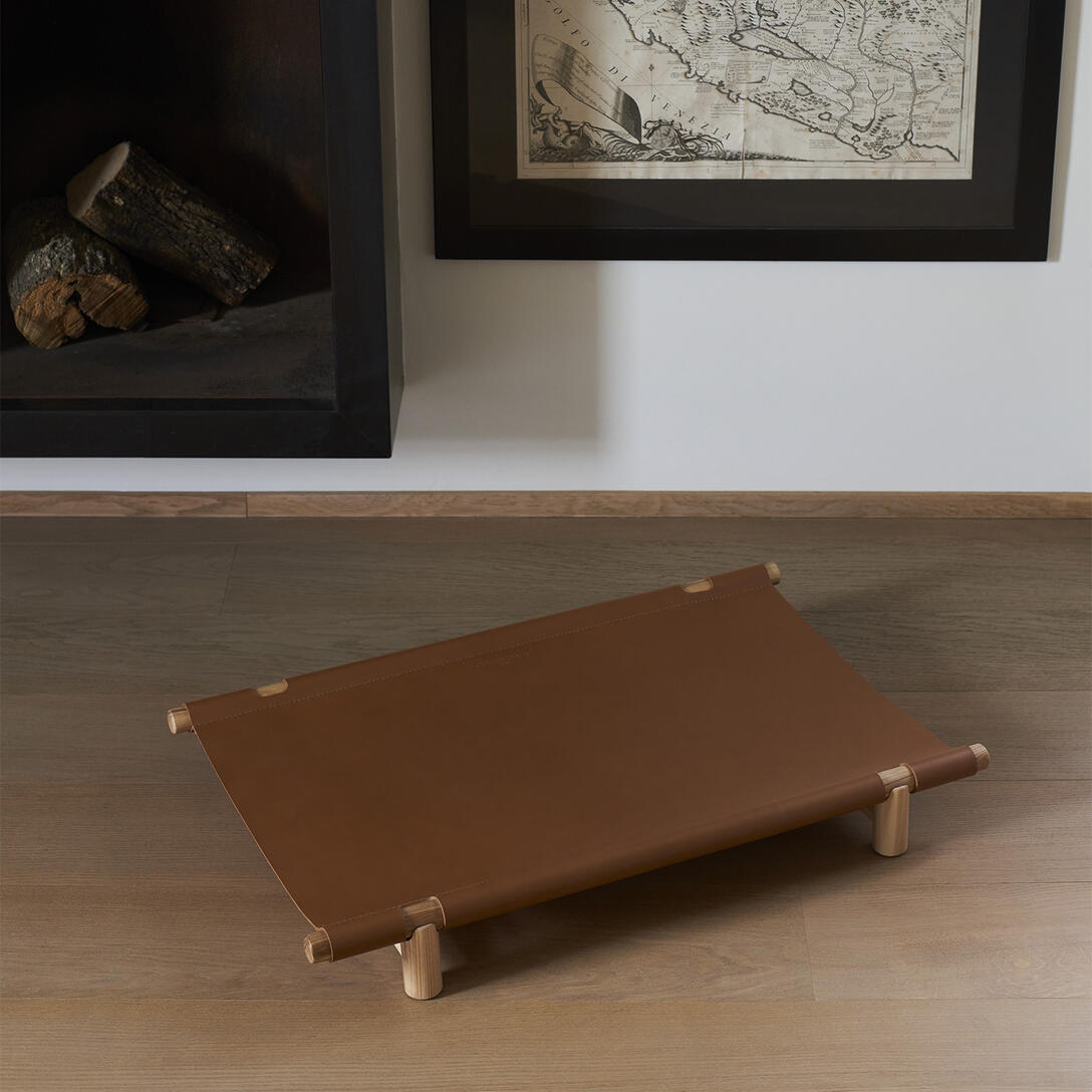 Hondenbed BERBERÉ in cognackleurig leer