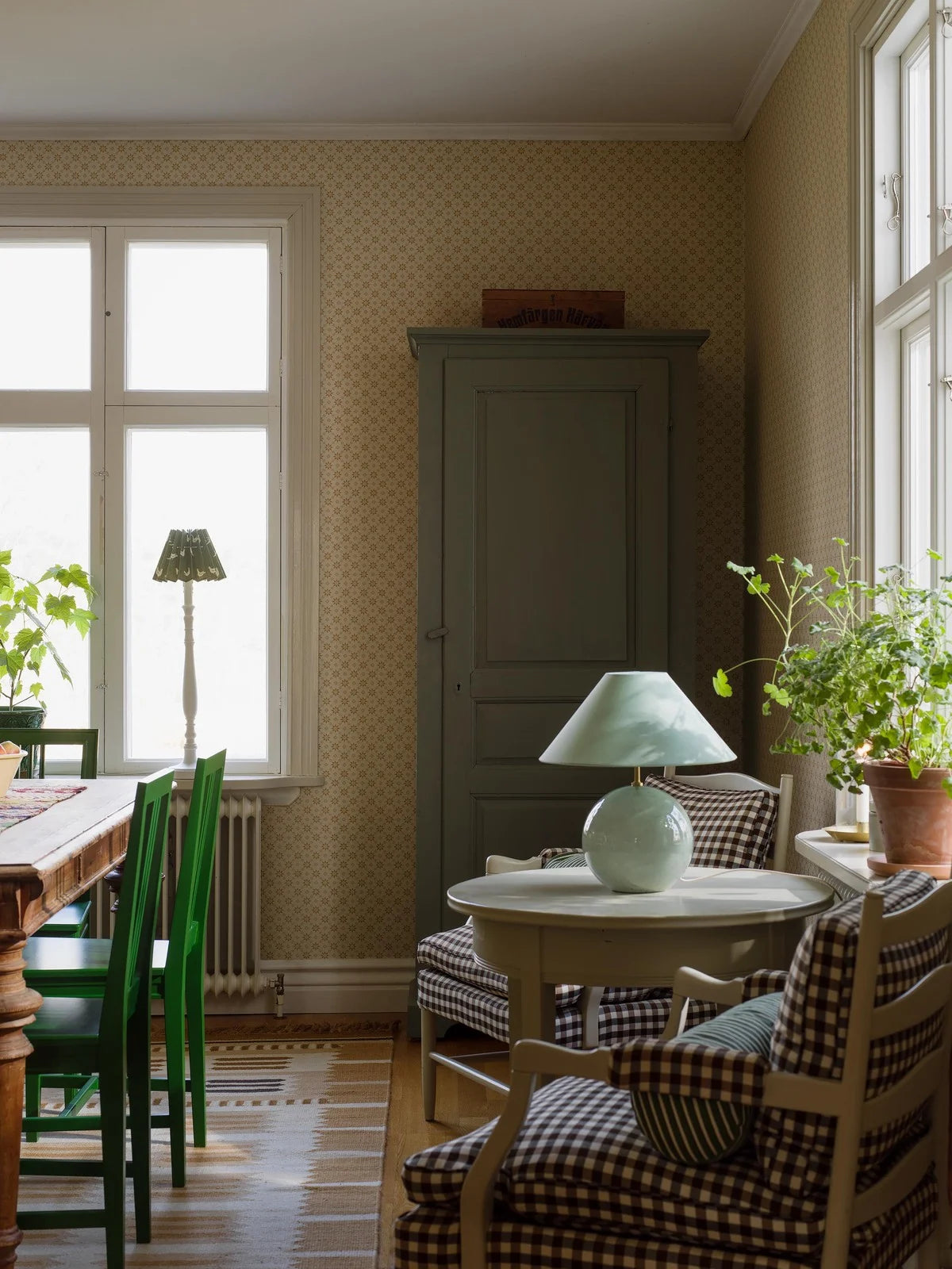 Vliesbehang met geometrisch patroon STELLA lichtbeige met geel