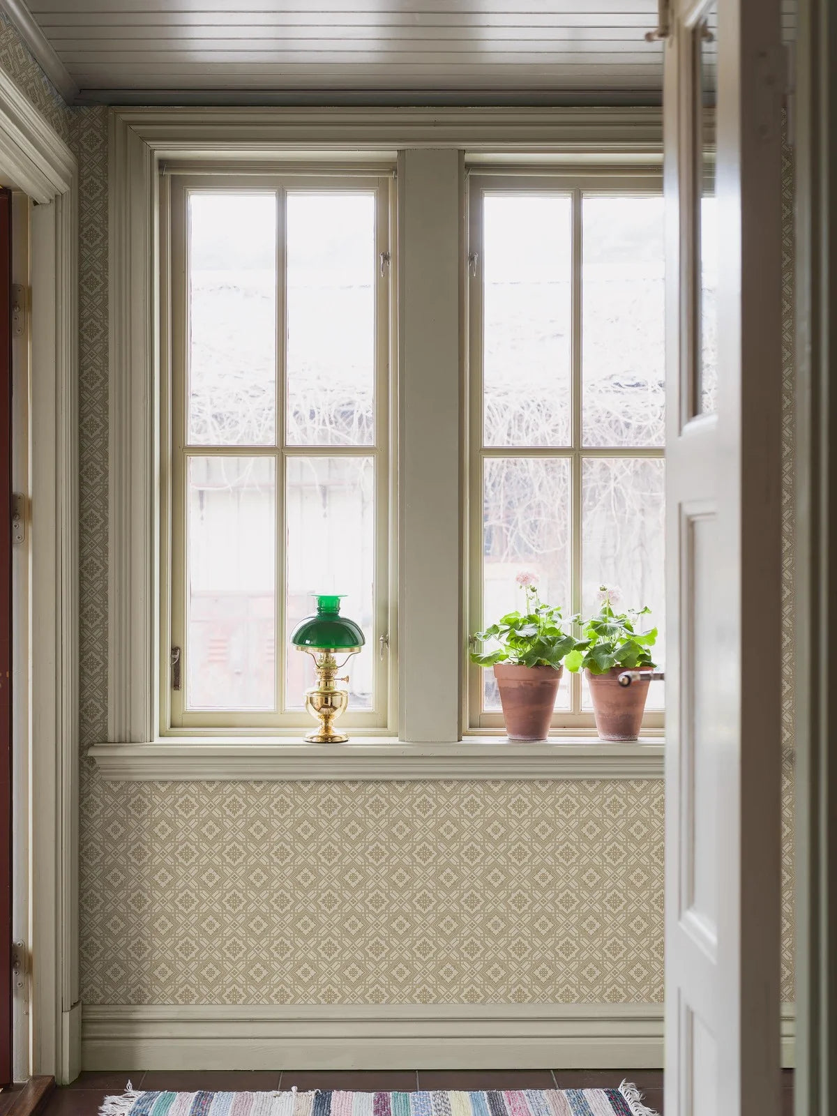 Vliesbehang met geometrisch patroon FRIEDRICH goud-beige