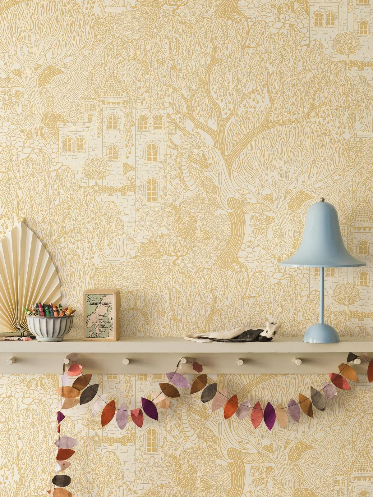 Children's wallpaper with a fairy tale theme KINGDOM OF THE WILLOW yellow
