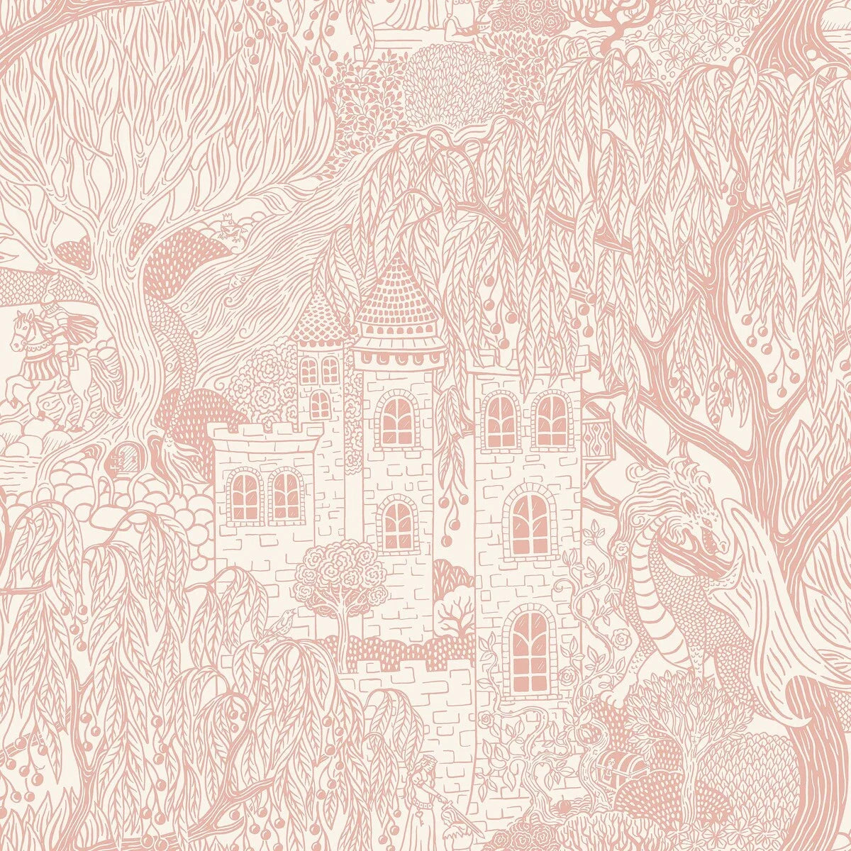 Children's wallpaper with a fairy tale theme KINGDOM OF THE WILLOW pink
