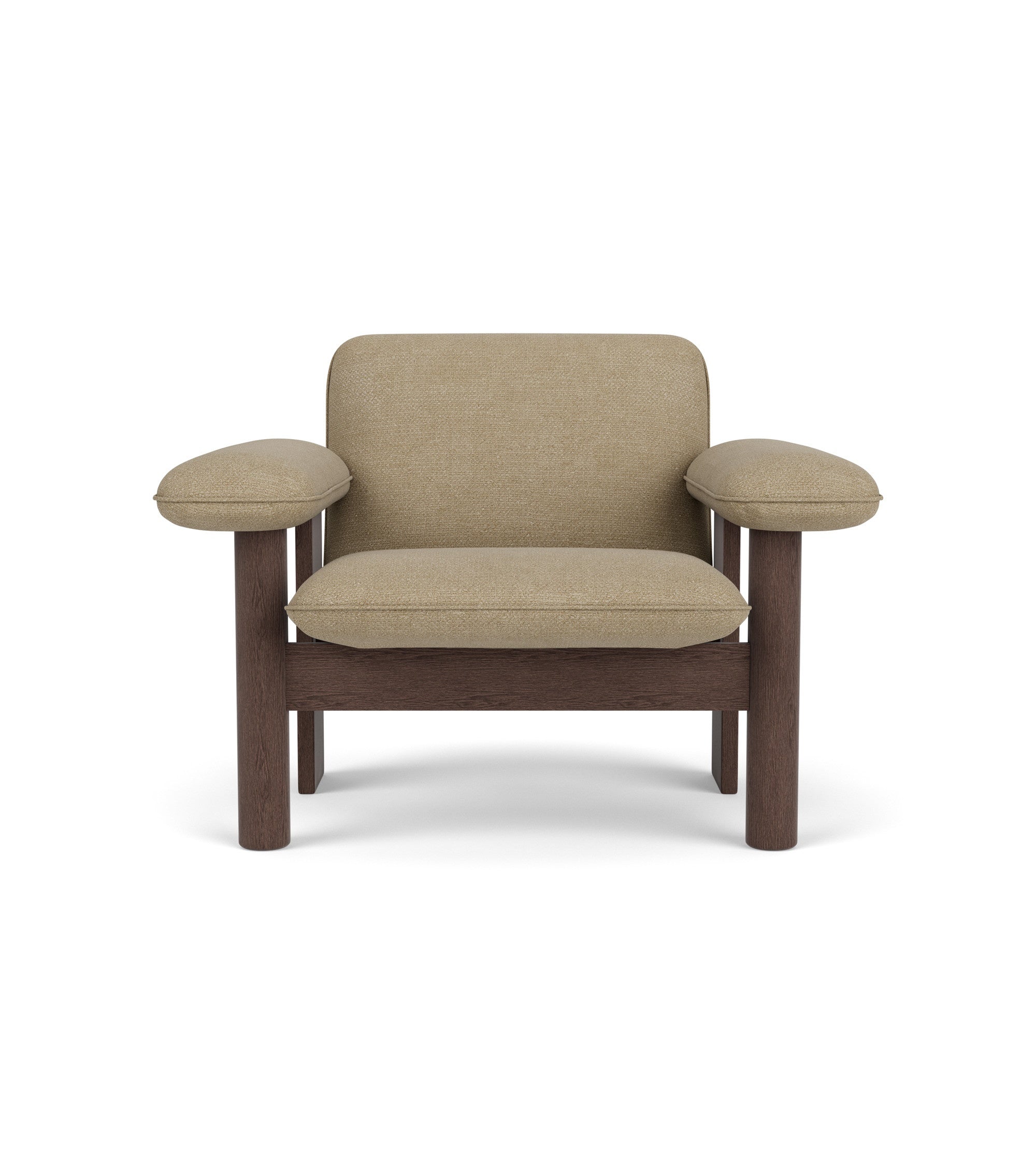 Fauteuil BRASILIA beige met een donkere eiken basis