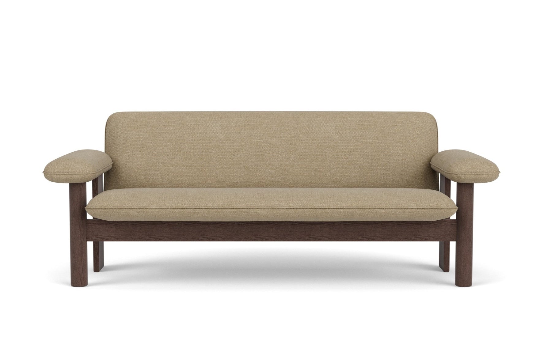 Sofa BRASILIA beige mit dunklem Eichenfuß