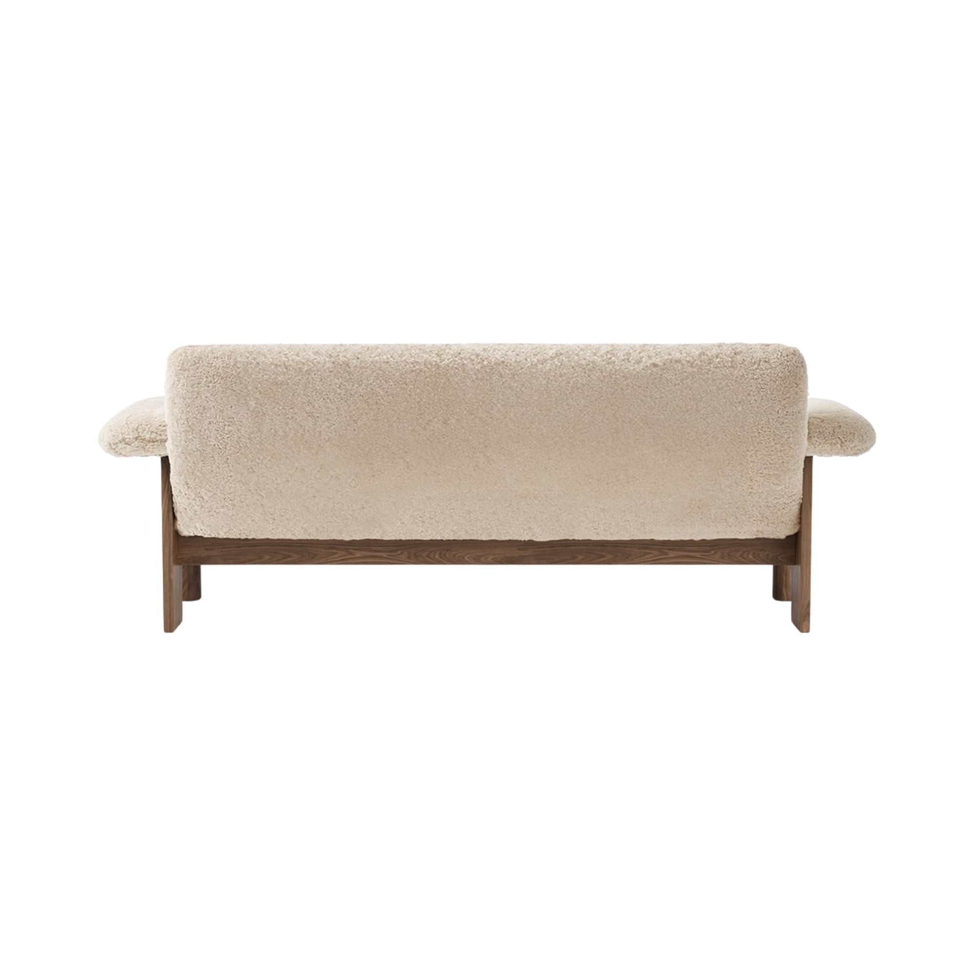 Sofa BRASILIA schapenleer met notenhouten basis