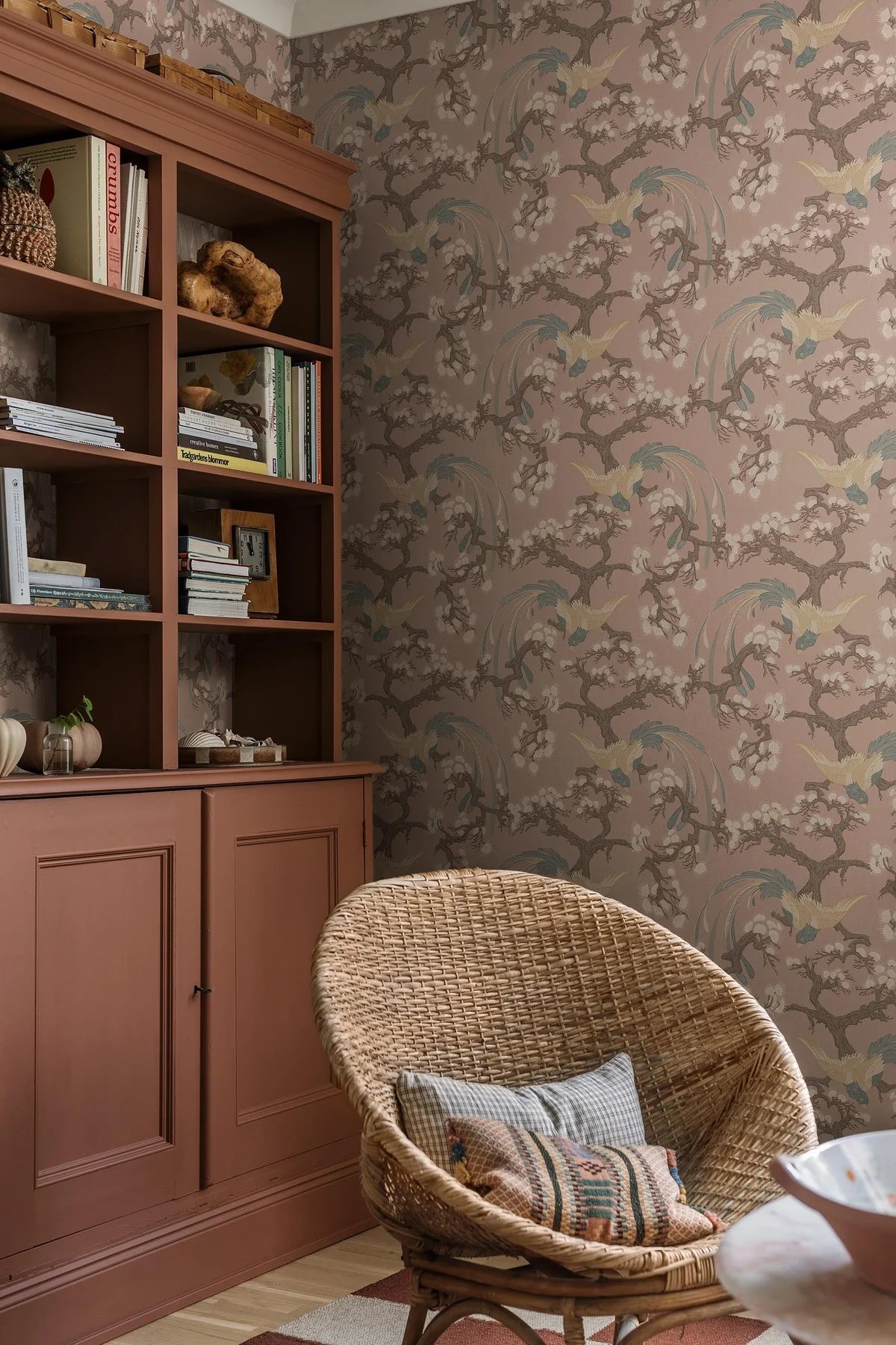 FENIX Pink Floral and Animal Pattern Wallpaper