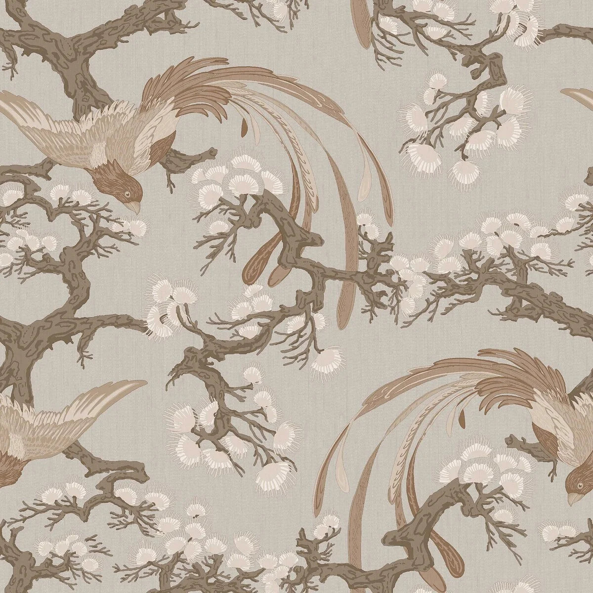 FENIX Wallpaper with Plant and Animal Motif in Muted Beige