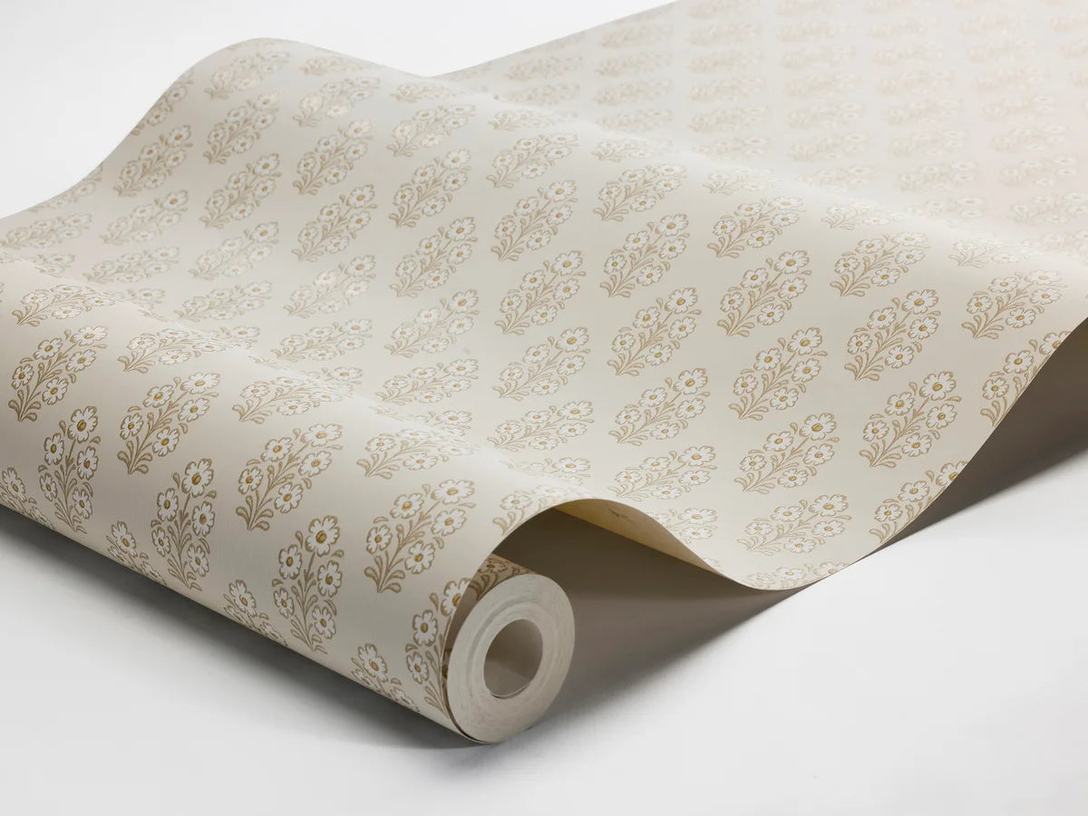 Tapete mit pflanzlichem Blumenmotiv SIBYLLA cremefarben mit beige