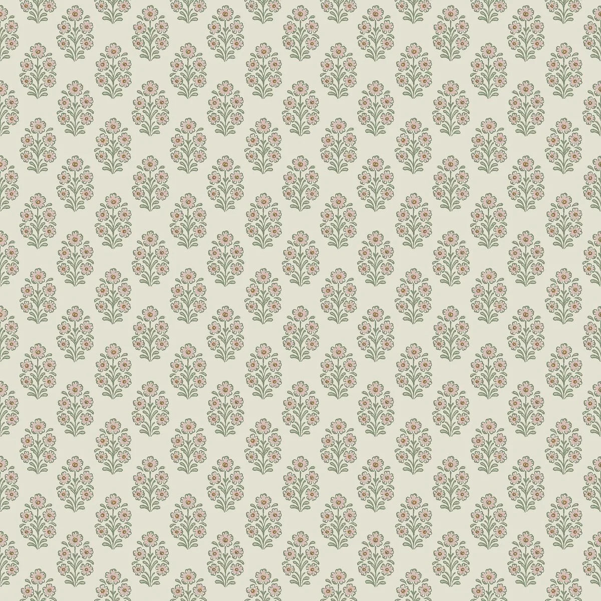 Tapete mit floralem Muster SIBYLLA in Creme mit Rosa