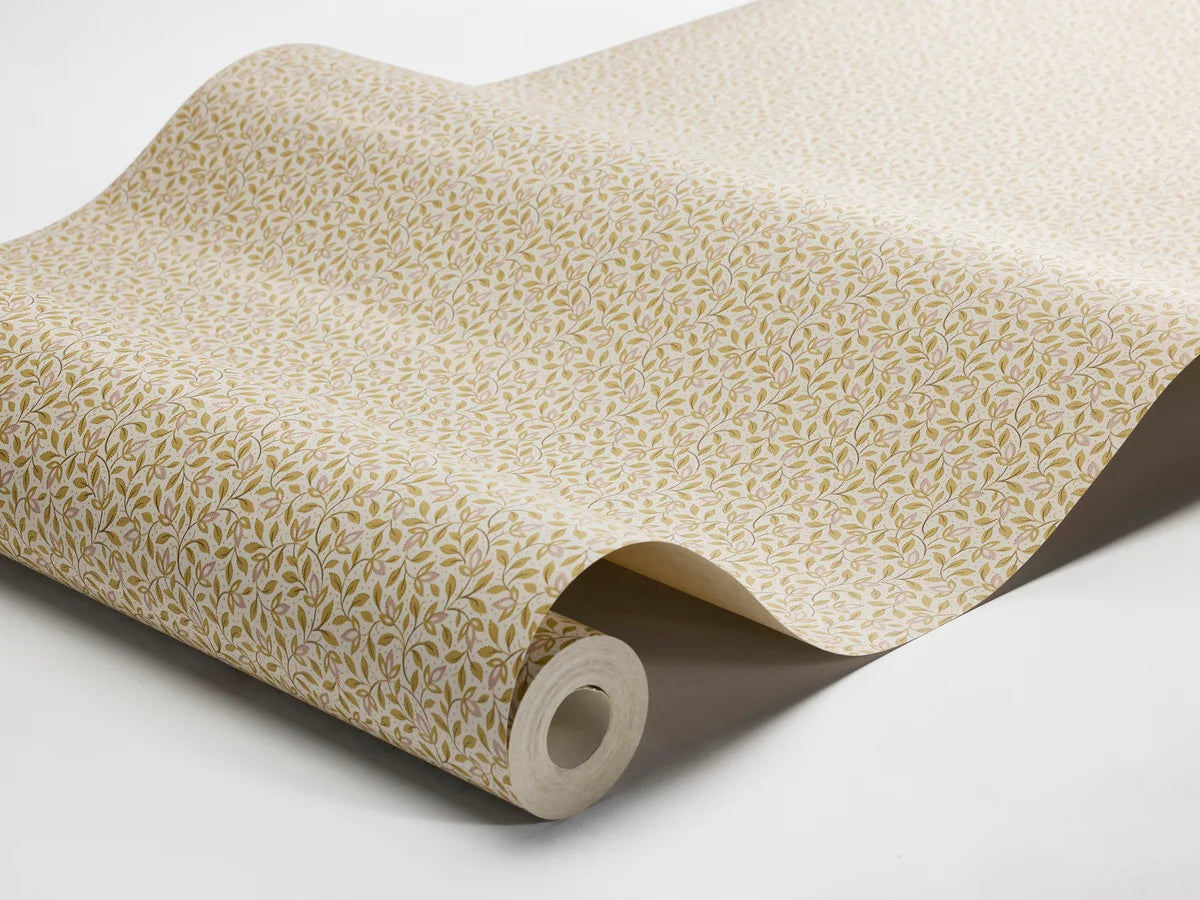 Behang met plantenmotief IDA geel met wit