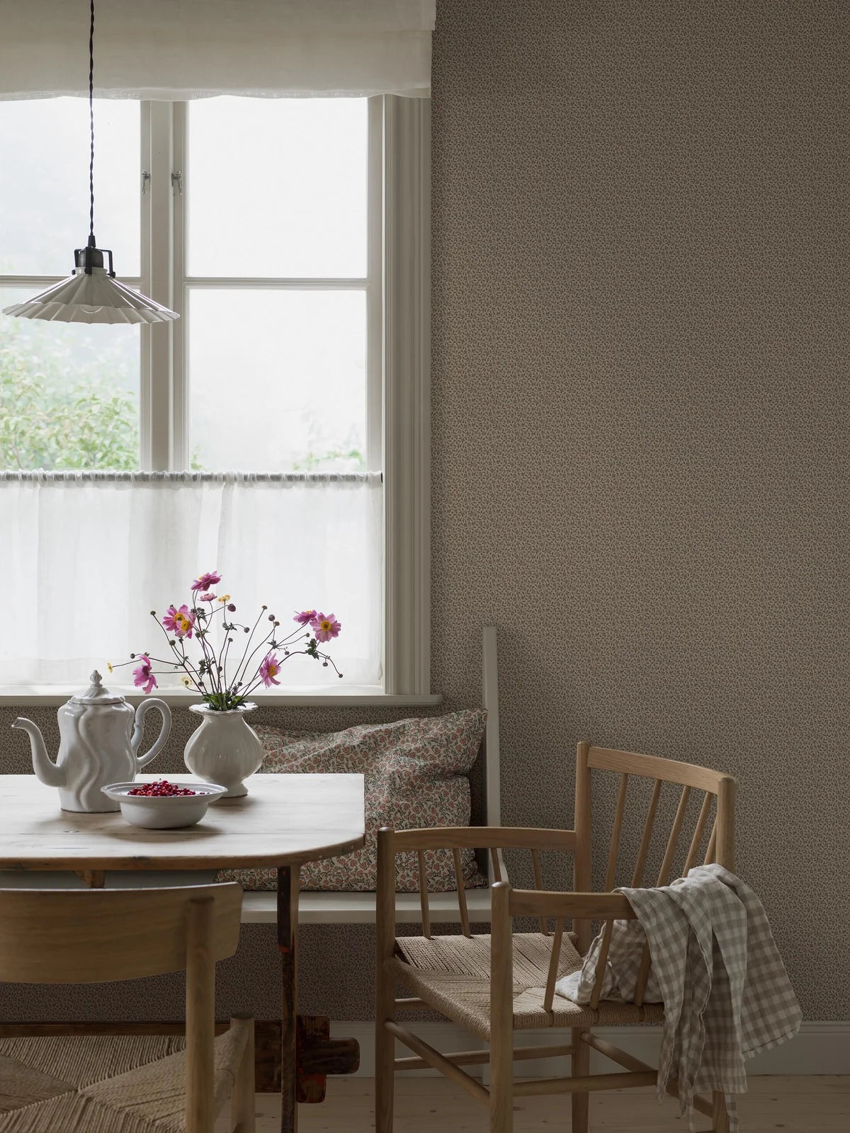 Behang met plantenmotief IDA bruin
