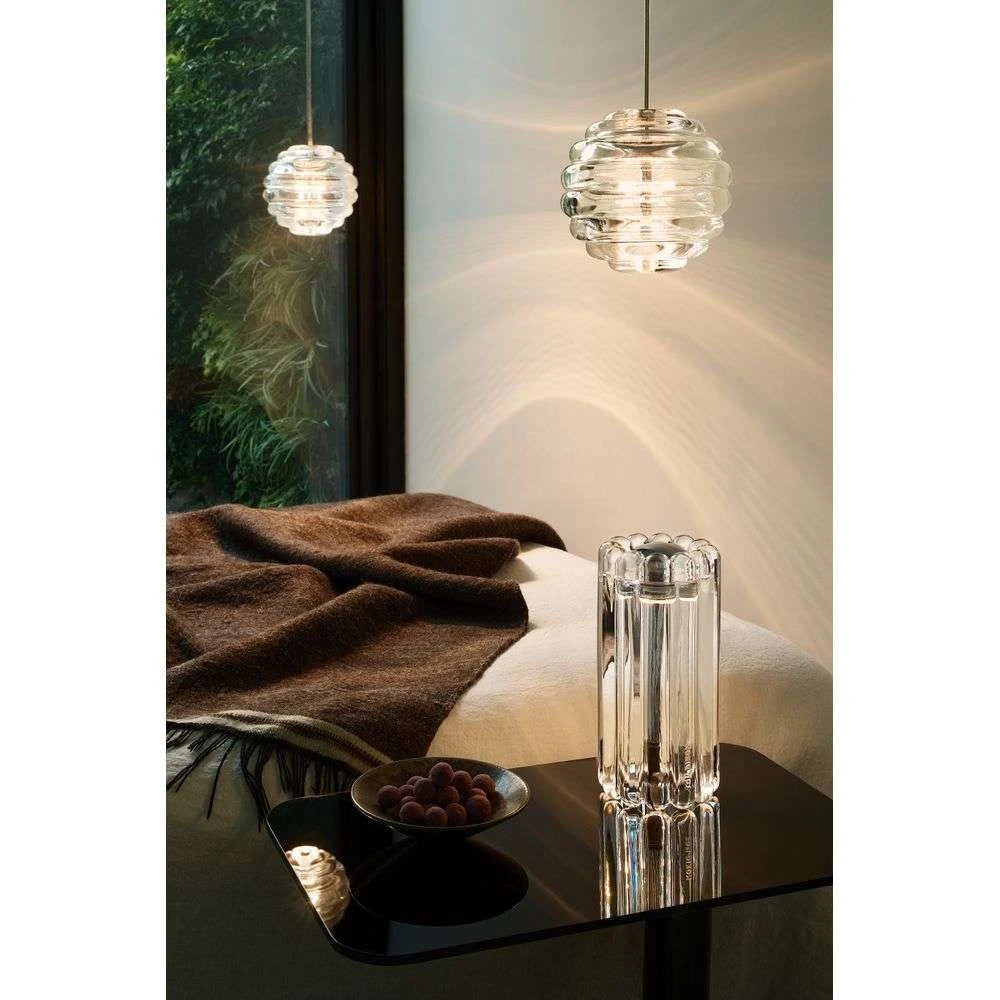Press glass table lamp