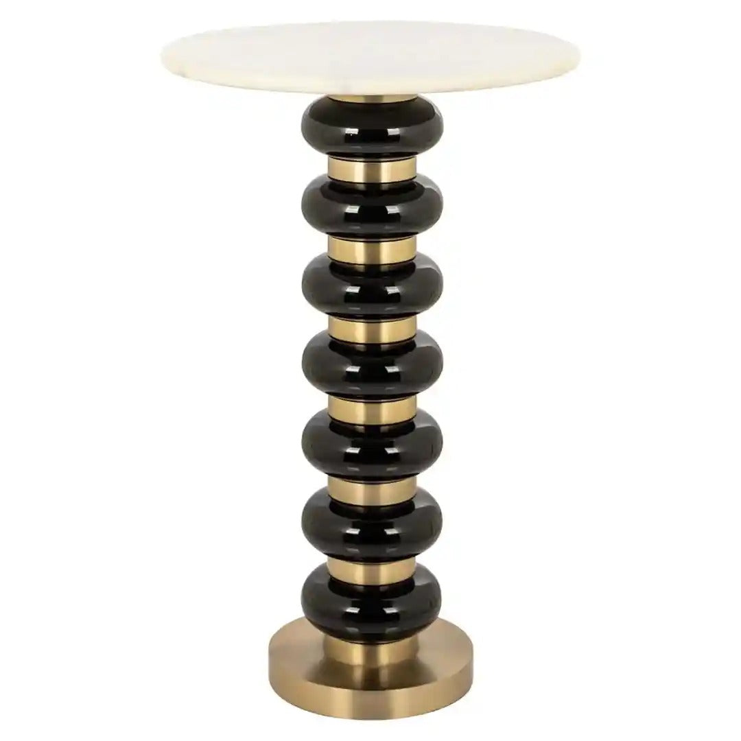 BARBARA black side table with white marble