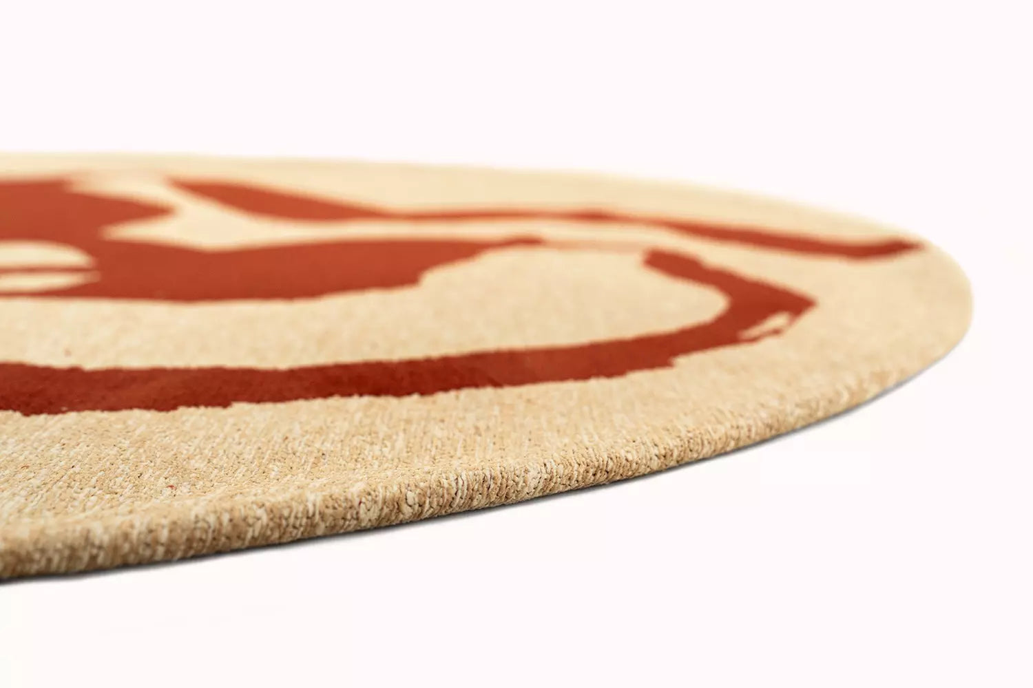 Ronde tapijt RIBBON beige met rood
