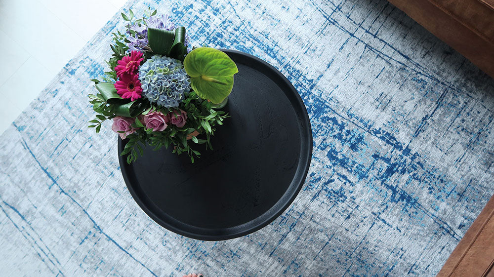 Vloerkleed GRIFF BRONX AZURITE wit-blauw