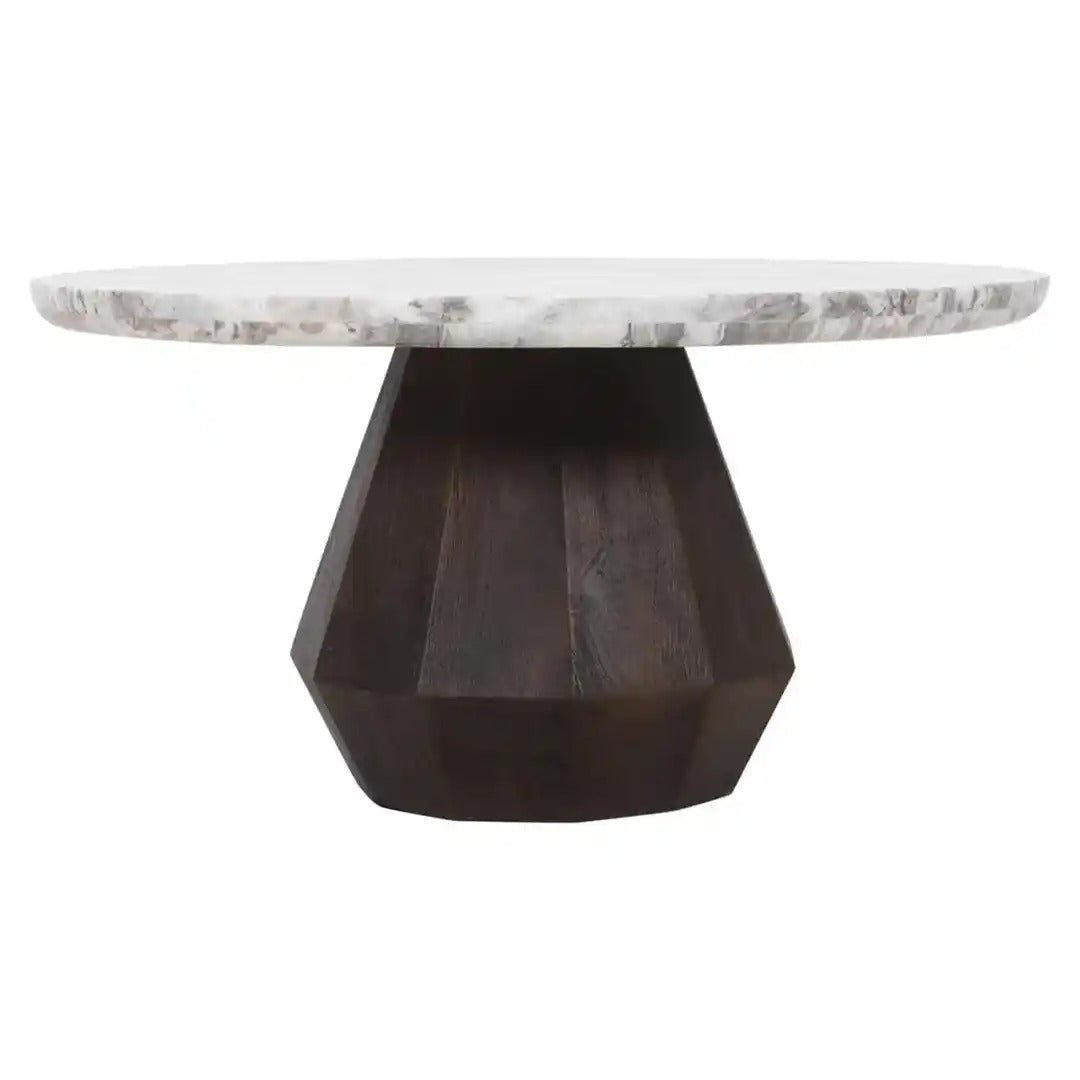 OBEROY marmeren salontafel met bruin mango-hout