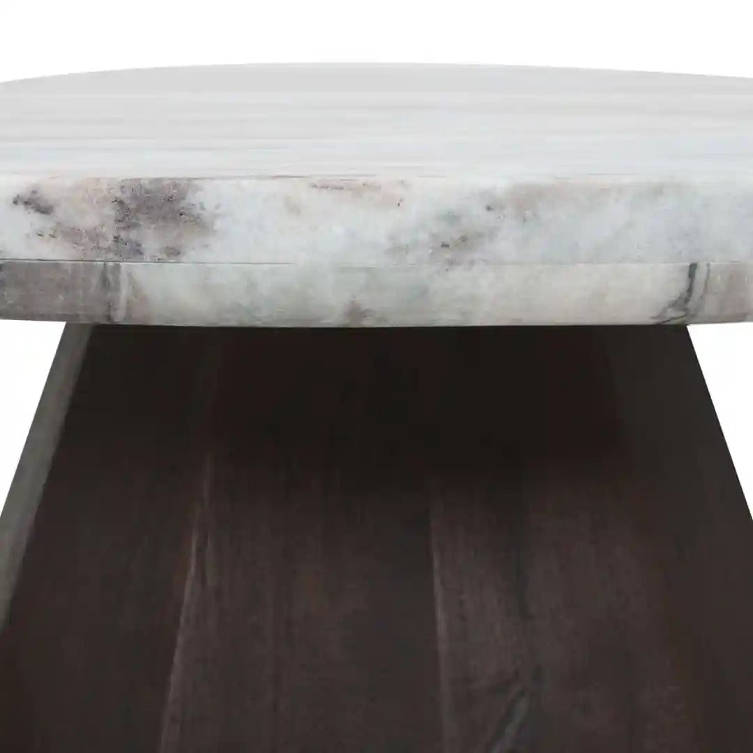 OBEROY marmeren salontafel met bruin mango-hout