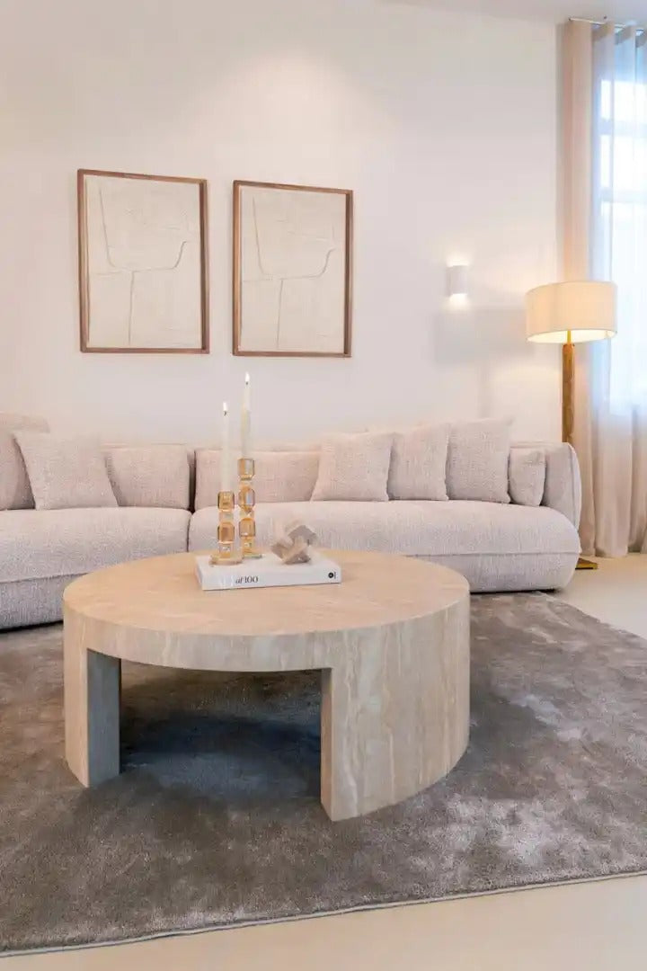 Ronde koffietafel BILTMORE beige travertin