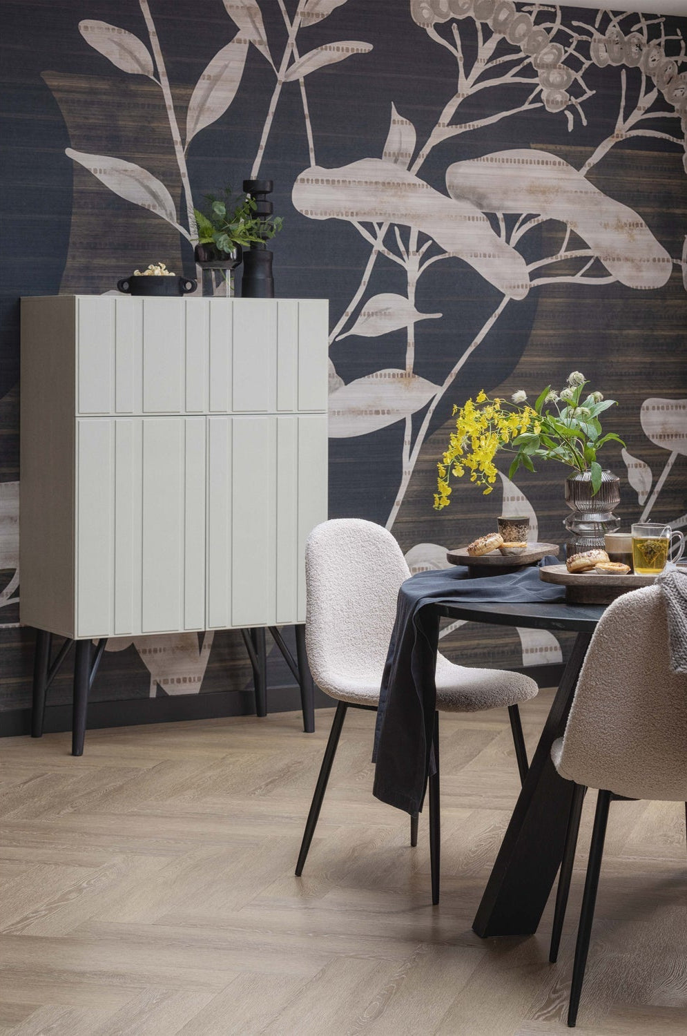 Ronde tafel RHONDA TRIO zwart eikenhout