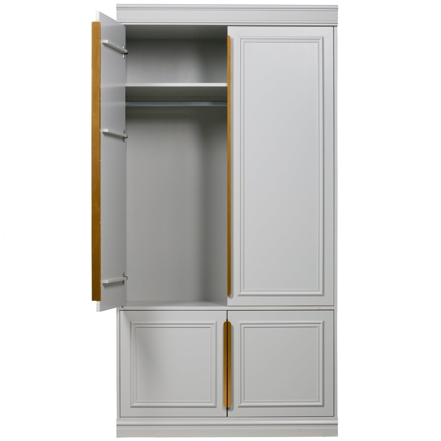 Ein hellgrauer Organizer mit altem Gold